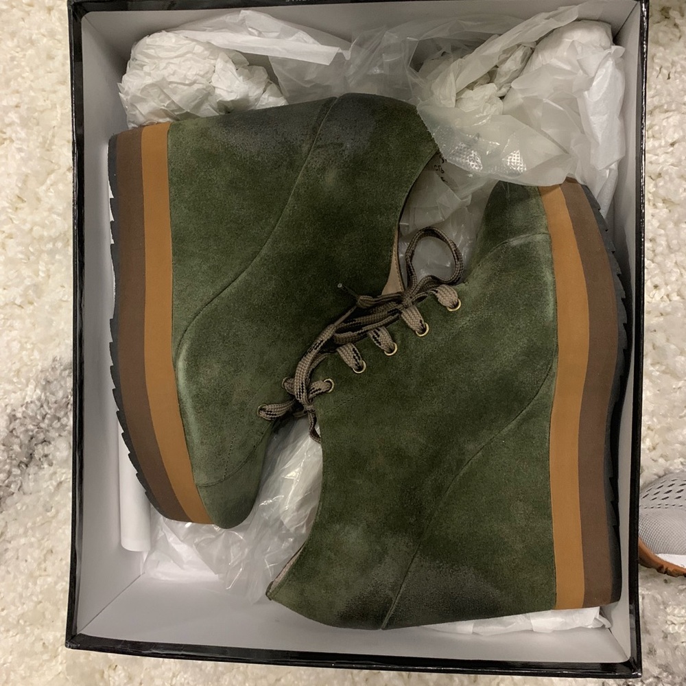 Boutique 9 suede wedge lace up shoes.